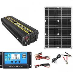 8000W Solar Inverter Power Generation Kit 18W Solar Panel 8000W Car Inverter DC 12V to AC 220V with LED Electronic Screen, 30A Solar Charge Controller for Outdoor Travel, RV