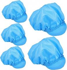 POPETPOP 5pcs Static Working Hats Blue Breathable Polyester Mesh Caps for Cleanroom Electronics Food Factory Workshop Protective Headwear