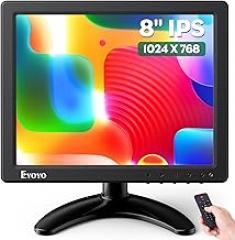 Eyoyo 8 Inch Small Monitor, 1024x768 4:3 IPS Mini Security Camera Monitor Screen Support HDMI VGA AV BNC Input with Remote Control, Video Monitors for Retro Computer PC NVR CCTV Raspbery Pi