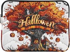 Laptop Sleeve Halloween Tree Pumpkins Shockproof Protective Notebook Case Portable Electronic Device Cover, 15-15.6 Inch