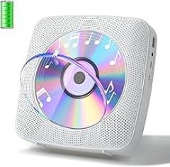 Gueray CD Player Portable with Bluetooth Wall Mountable, CD Music Battery Operated Players for Home with Speakers 1800mAh Rechargeable LCD Screen Display FM Radio USB AUX Jack Remote Control