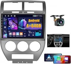 4+64GB Android 15 Car Stereo Wireless Carplay for Jeep Compass Patriot 2007-2009, 10.1 Inch Touch Screen Car Radio Android Auto with GPS WiFi Bluetooth SWC DSP EQ FM RDS Backup Camera