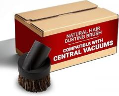 Broan-NuTone by Drainvac CT105 Round Dusting Brush – Central Vacuum Brush Attachment, Natural Hair Bristles, Scratch-Free Cleaning for Furniture, Electronics, Fits Most 1-1/4 Inch Wands