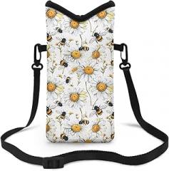 Suobstales Bee Daisy Print Phone Sleeve Phone Card Holder for Women Men Portable Wallet Credit Cell Phone Case Card Holder Mobile Protection for Most Smartphones