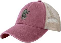 QIKLMMA Astronauts Play Electronic Guitars with Melodic Signs in Space Baseball Cap for Men Women Adjustable Breathable Washed Cotton Mesh Cap Red