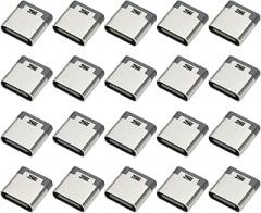 Create idea 20Pcs 2-Pin Type C Female Socket DIY Charging Port Connector Welding Wire for Electronics Power Port Solder Connector Port Repair DIY Projects