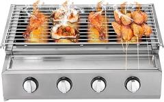 4-Burner Stainless Steel Gas Griddle, 22-Inch Lpg Flat Top Grill with Adjustable Height & Electronic Ignition, Portable Outdoor Cooking Station for Camping Patio Backyard BBQ