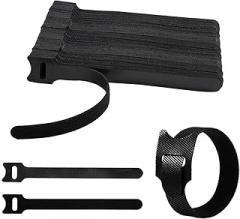 CableGeeker 60 PCS Reusable Cable Ties (6 Inch) - Adjustable Hook and Loop Cord Straps, Wire Organizer for Home, Office, Electronics - Black