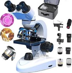 40X-1000X Binocular Microscope for Adults, Biological Compound Binocular Microscopes, with Luxury Storage Bag & Electronic Eyepieces, Microscope for Homeschool Educational/Hobbyist Use,70000X
