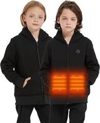 HEWINZE Kids Heated Hoodie Sweatshirt,heated jacket Full-Zip for child with 5V Battery Pack