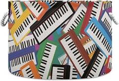 Cartoon Electronic Keyboard Instrument storage basket collapsable and waterproof laundry basket with handles with sturdy handle tub totes storage for shelf kitchen toy