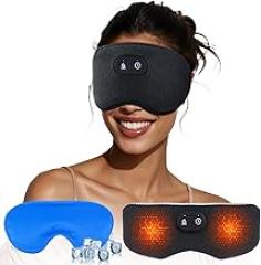 Detachable Heated Eye Mask, Cordless Eye Mask for Dry Eyes & Puffiness, Algae Fiber Ultra-Soft Nose Bridge Light-Block for Deeper Sleep – Graphene Layer Warm Compress & Cold Pack,Travel Essentials