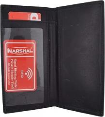 MARSHAL RFID Blocking Hand Crafted Hunter Genuine Leather Checkbook Cover Simple