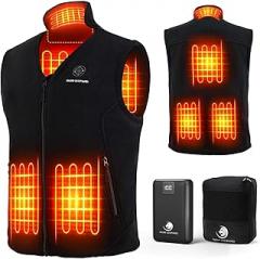 SNOW LEOPARD Men's Heated Vest with Battery Pack Included, 7.4V 16000mAh Rechargeable Electric Vest for Hiking/Skiing/Hunting
