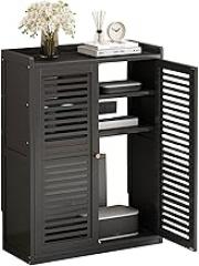 WiFi Router Hidden Box Storage Cabinet, Floor Standing Router Storage Box Hider with Multi-Layer Shelves, Modem and Cable Management, Invisible Storage for Home and Office,Black,Medium