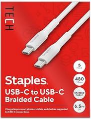 USB-C to USB-C Charging Cable, 6.5 ft., White, 5/Pack (ST62315)