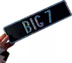 Custom Black Nameplate. Wall Hangings Signs. License Plate Delete. Car decoration interior fathers day gift daughter. (Silver crystal text)