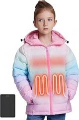 ORRNIKKO Kids Heated Jacket with Battery Pack - 7.4V Rechargeable Boys Girls Lightweight Electric Heated Coat Winter