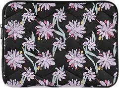 Laptop Computer Case Portable Electronic Device Cover Wild Flowers Black Protective Case with Zipper