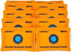 wisedry 100g [10 Packs] Rechargeable Desiccant Packs for Storage, Color Indicating Silica Gel Desiccant Packets, Reusable Moisture Absorbers Bags for Storage Bins, Suitcase, Gun Safe, Tool Box