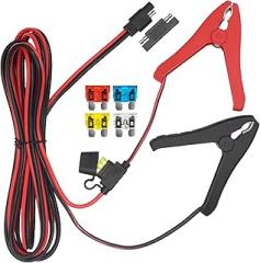 Alligator Clips Jumper Cable to Standard SAE Quick Connector with Release Adapter,12AWG 9.8FT Tinned Copper Electronic Wire with Fuse Holder Built-in 20A Fuse,Quickly Connect/Disconnect for Cars