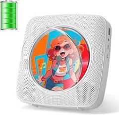 Gueray Portable CD Player Bluetooth: CD Players for Home Rechargeable Desktop Wall Portable CD Player with Bluetooth & Dual Speakers 1800mAh Boombox FM Radio USB Type-C MP3 Music Player