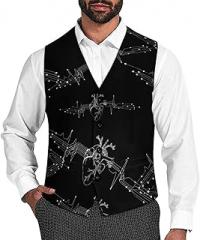 Generic Heart Heartbeats Electronic Board Mens Suit Vest Formal Dress Business Wedding Groom Tuxedos Waistcoat with Pocket