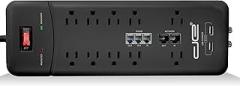 Digital Energy 10-Outlet Straight Plug 4050 Joules Heavy Duty Surge Protector Power Strip, 25 Foot Long Extension Cord, 15 AMP, 15 FT, Black