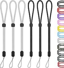 Hukado Hand Wrist Strap Lanyard, 6 Pack 9.5inch Adjustable Nylon Wristlet Straps Keychain String for Cell Phone Case Holder, AirPods Pro 2 2022, Camera, Key, GoPro, USB Drive, Ski Glove (Black+Gray)