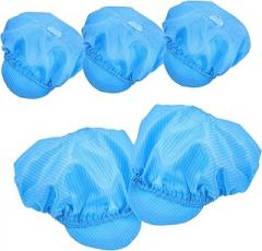 Mikikit 5pcs Blue Static Work Hats for Cleanroom Use Breathable Lightweight Polyester Mesh Caps with Sweatband Protective Hats for Electronics