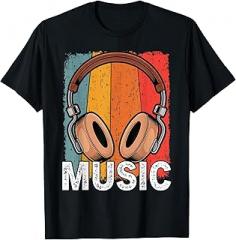 Electronic Music Lover Gift Co. Electronic Music Lover DJ Vintage Retro Headphones T-Shirt