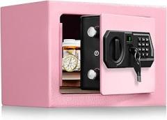 TOTOY Small Personal Safe Box 0.5 Cu Ft- Electronic Digital Security Safe Steel Construction Hidden with Key Lock, Wall or Cabinet Safety Box for Home Office Hotel Business Jewelry Gun Cash Money