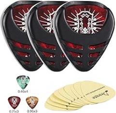 Donner Guitar Picks Holder, with Picks Case 3 Pack, 10pcs Guitar Picks Contains Thin, Medium, Heavy Picks, 9pcs 3M Stickers, Suitable for Acoustic Guitar Electric Guitar Bass Ukulele Banjo