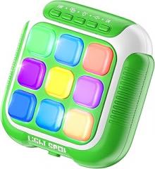 Tic Tac Toe Electronic Handheld Puzzle Game Console Fidget Toys w/ 7 Game Modes, Portable Fast and Fun Car Travel Press Games for Kids Adults, Ideal Xmas Birthday Gifts for Ages 3+ (Green)