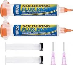 Soldering Flux Paste for Electronics Soldering, 2Pcs No Clean Flux for Soldering, PCB, BGA and SMD Repair, Solder Flux, Rosin Flux, Tin Soldering, Handy Flux Syringe, Soldering Supplies(10cc)
