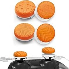 TEUVO Thumb Grips, 4Pcs Silicone Thumbsticks Grips Caps for PS4 & for PS5 to Improve Aiming, Controlling and Accuracy, Reduce Thumb Slipping, Orange
