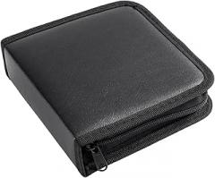 High Capacity 40 CDs DVDs Storage Wallet PU Materials Car Accessory with Secure Locking Systems for Road Trip Lightweight Cds Organizers Travel