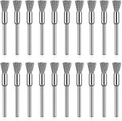 20 PCS Steel Cleaning End Brushes Pen, 1/5″ X 1/8″ Wire Cleaning End Brush Pen Stainless Steel, Extended Small Wire Brush Rust Paint Removal Bits Polishing for Rotary Tools