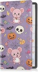 GuoChe Car Registration and Insurance Card Holder Pink Mice and Skulls PU Leather License Registration Holder for Driver License Insurance Card Paperwork for Men Women, 1 size