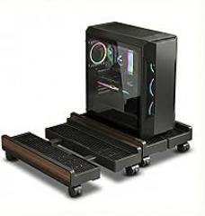 Adjustable CPU Stand,Ventilated PC Stand for Floor/Carpet/Under Desk, 110LBS Computer Tower Stand with Locking Caster Wheels, Fits Most Gaming/Desktop PCs, Rolling Cart for Office,Gamers & Students