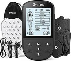 TENS Unit Muscle Stimulator, EMS Massager Machine, Dual Channel Electronic Pulse Physical Therapy Machine for Back Pain Relief, Shoulder Recovery, Muscle Relaxation, 24 Modes,10 TENS Unit Pads