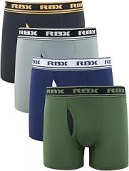 RBX Active Men's Boxer Briefs with Fly, Performance Mesh Quick Drying Underwear for Men 4-Pack Premium Mesh Boxers