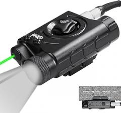 Tactical Laser Light Combo for Rifle, Infrared Illuminator + Green Laser + Infrared Laser Compatible with Picatinny/M-LOK Rails,Made of Anodized Aluminum with Remote Pressure Switch