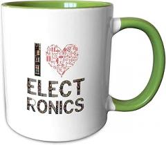 3dRose I love electronics decorative text made of electronics components 11oz Two-Tone Green Mug