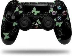 Vinyl Decal Skin Compatible with Sony PS4 Controller PlayStation 4 Original Slim and Pro Pastel Butterflies Green on Black (Controller NOT Included)