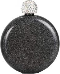 Creative 140ml Steel portable Liquor Wine Lid Flask Crystal Stainless Glass&Bottle Drinking Cups Set (Black, One Size), 4PkIx82Wq