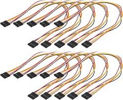 MECCANIXITY Female to Female 5Pin Breadboard Jumper Wire 2.54mm Pitch Single Row Ribbon Cable 30cm Long Breadboard Ribbon Cables for Breadboard Electronic Projects Pack of 10,Multicolored
