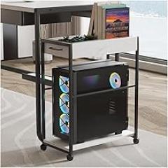Computer Stand Pc Stand 2-Tier Desktop PC Tower Stand with Storage, Mobile PC Case Stand, Sturdy Steel Frame, Rolling CPU Stand Holder with Locking Computer Tower Stand Printer Stand(D)