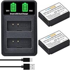 2-Pack LP-E10 Battery LP E10 LPE10 Batteries and LCD USB Dual Battery Charger for Canon EOS Rebel T3, T5, T6, T7, Kiss X50, Kiss X70, EOS 1100D, EOS 1200D, EOS 1300D, EOS 2000D