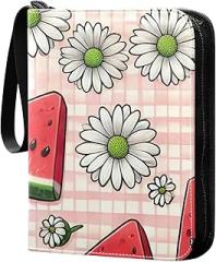 Watermelon and White Daisies Collector Card Binder Card Holder Protectors Set 3-Ring Card Collector Album Holder